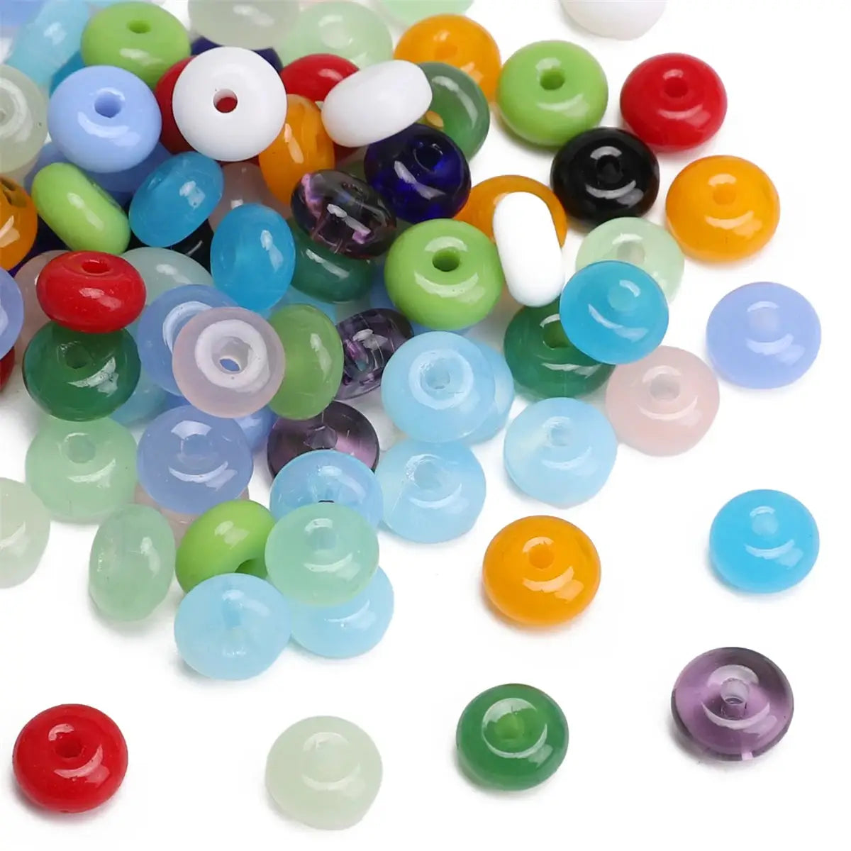Glass Wheel Beads 60G Bag Loose Beads For DIY Jewelry Making Bracelets Earrings Crafting Projects