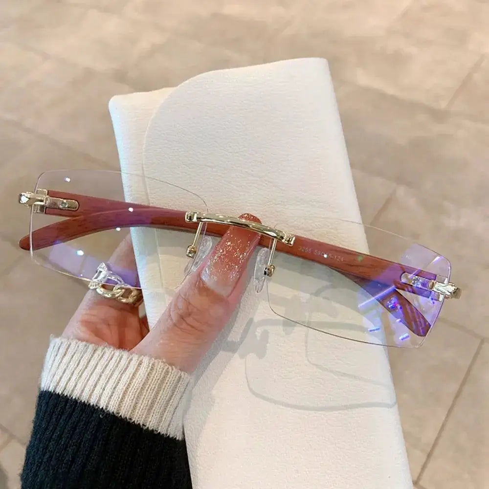 EliteLux Rimless Leopard Head Design Sunglasses Unisex Square Frame With UV Protection For Travel