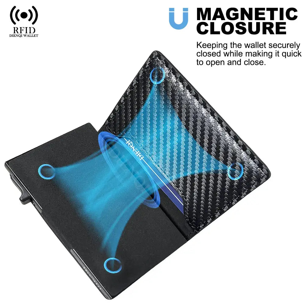 LuxBrand RFID Credit Card Holder For Men Slim Aluminum Alloy Wallet With RFID Protection And Coin Pocket