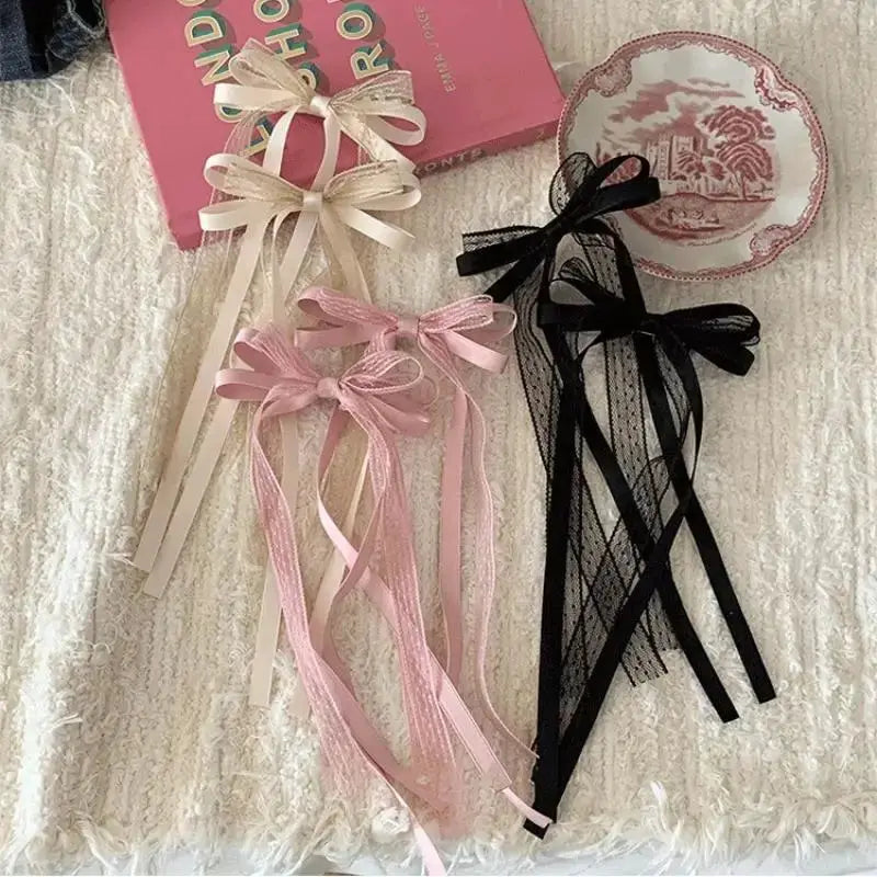 VelvetAura Mesh Bow Hair Clips Set For Women And Girls Elegant Party Accessories Set Of 2 Or 6