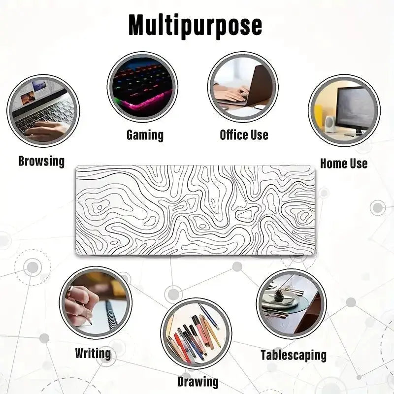 Large Extended Gaming Mouse Pad With Stitched Edges And Non Slip Rubber Base For Desk