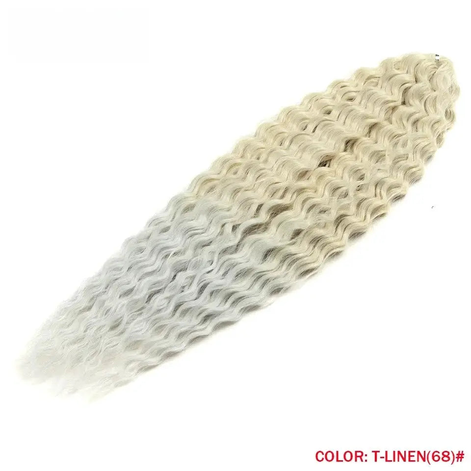 FASHION IDOL 22in Ariel curl water-wave crochet hair extensions, ombre rainbow, synthetic, 300g