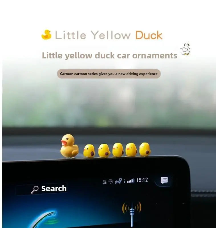 Little Yellow Duck car ornaments set of 6 yellow duck figurines for dashboard and rearview mirror