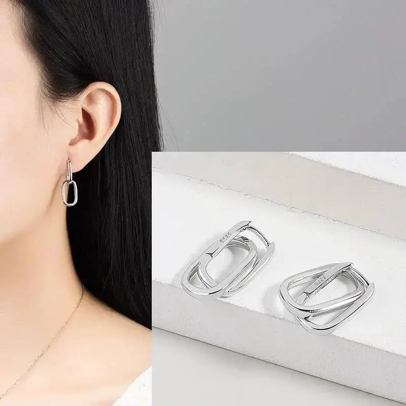 925 Sterling Silver Star Hoop Earrings For Women And Girls Trendy Original Hip Hop Style Jewelry Gift