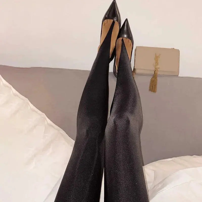NovaMode Winter Shine High Waisted Y2K Ankle Length Pencil Pants Polyester Elastane
