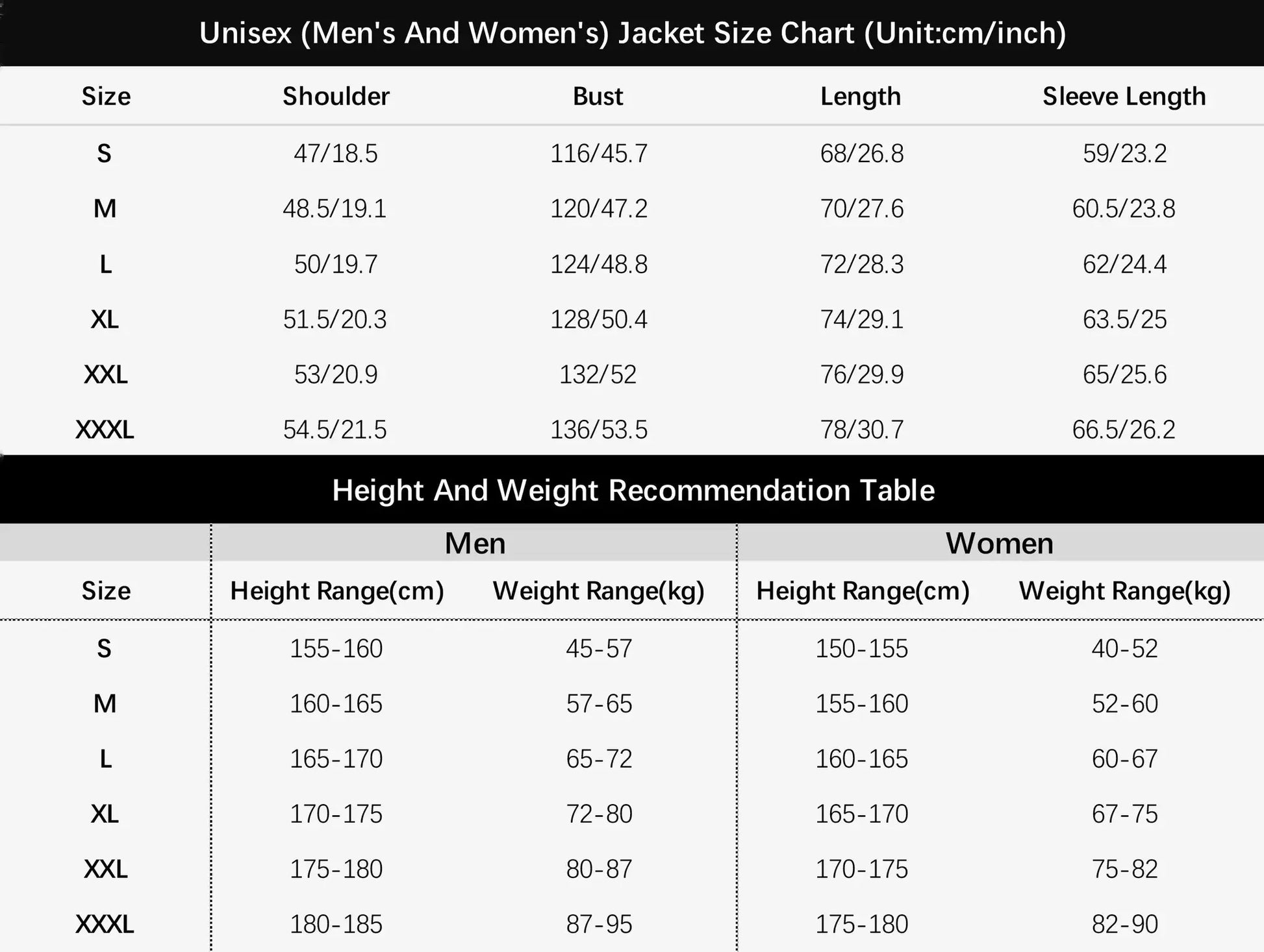 JNLN Unisex Waterproof Fleece Jacket windproof thermal windbreaker by Simples Market with size chart