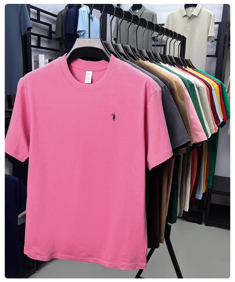 100% cotton men's short sleeve T-shirt fashion brand Paul Pony embroidery summer new high-end comfortable casual round neck top