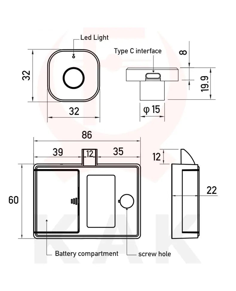 KAK biometric fingerprint lock, black keyless cabinet lock for drawers by Simples Market