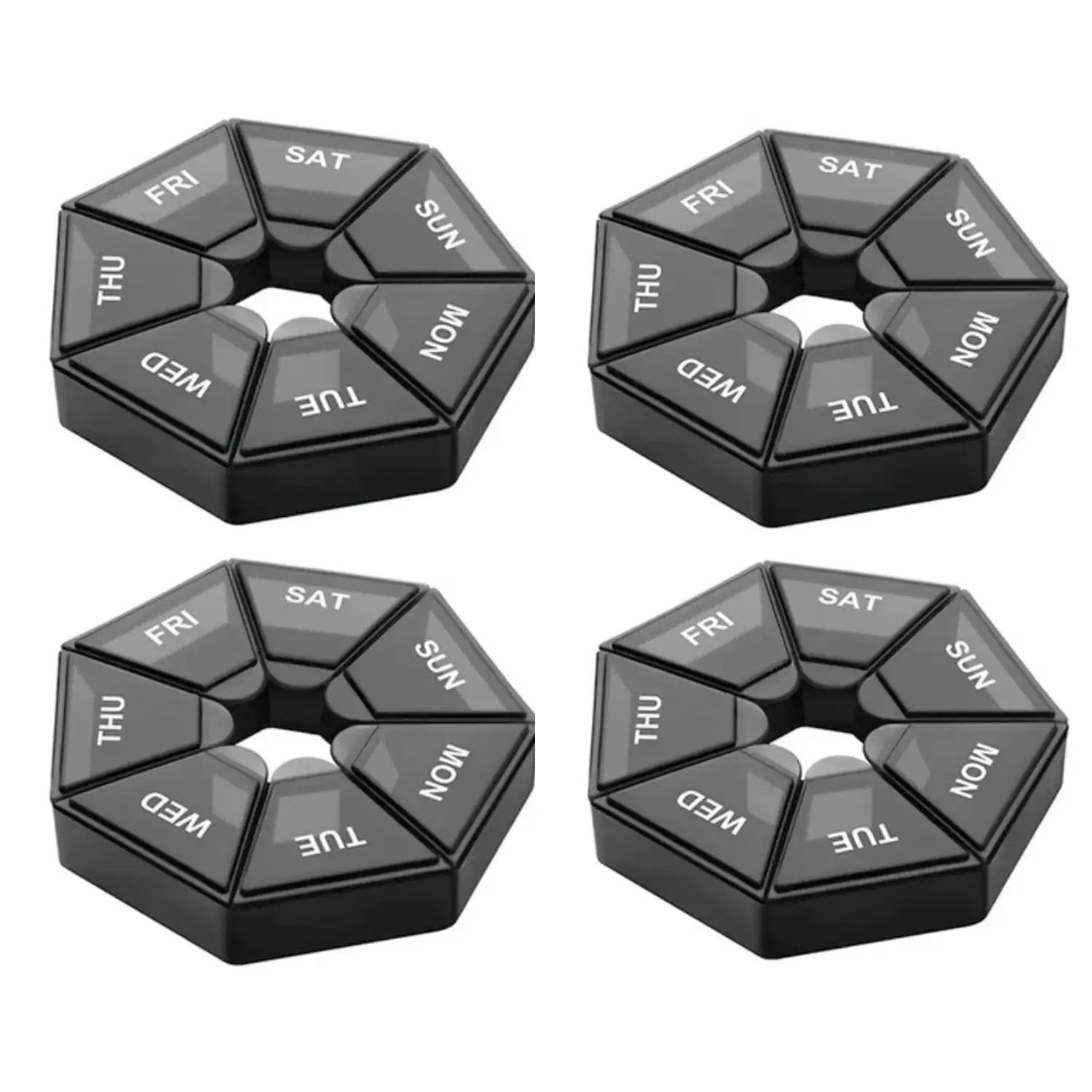 2 Or 4 Pack Seven Day Pill Organizer Travel Portable Medicine Dispenser With Seven Compartments
