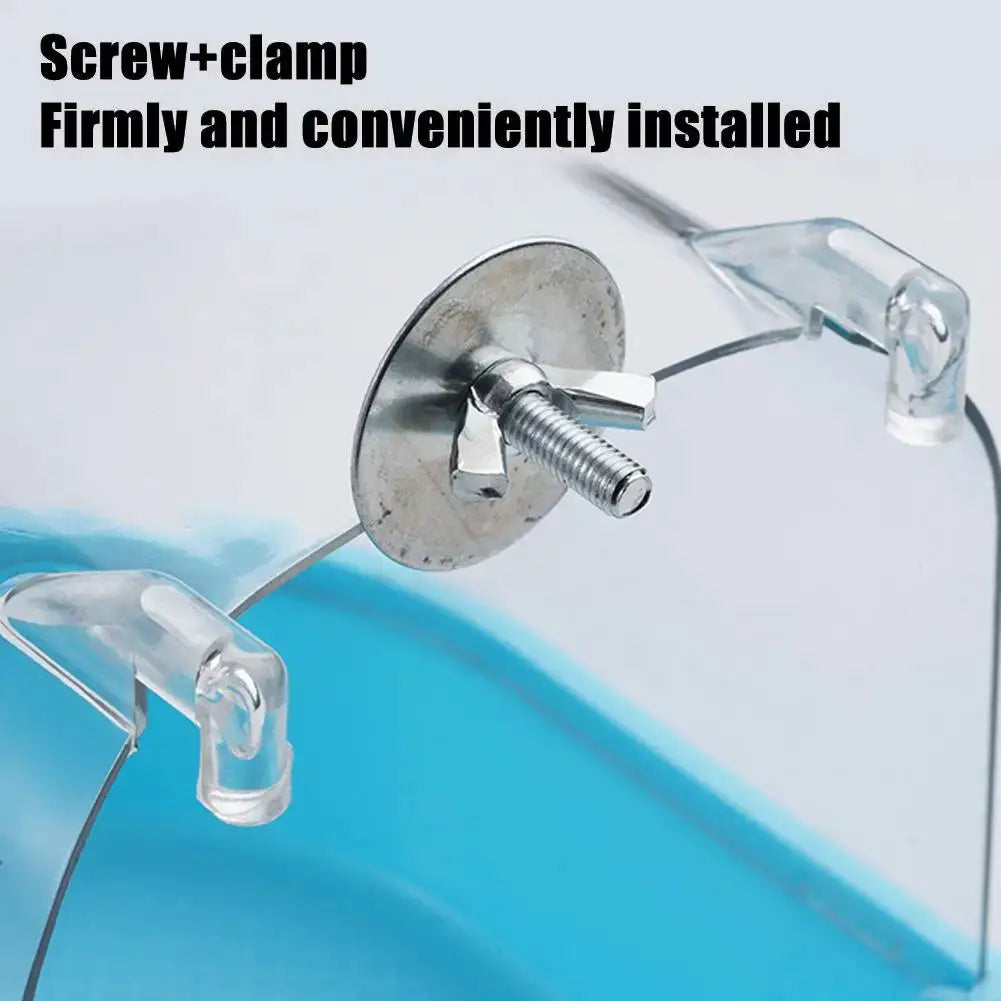 Hanging bird bath cube with screw-clamp mounting for small parrots and canaries