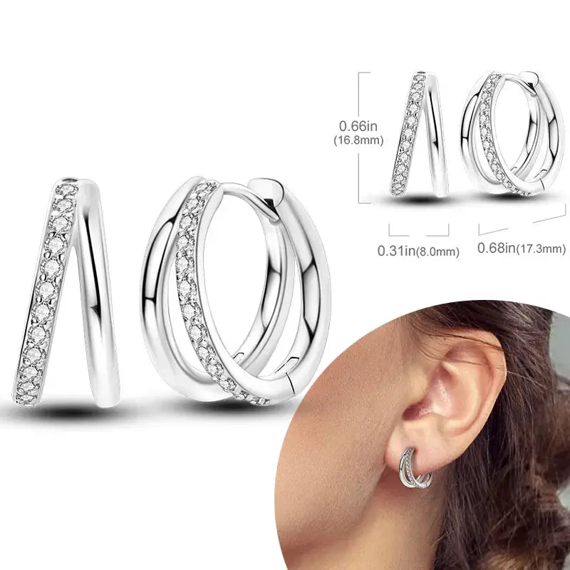 925 Sterling Silver Hoop Earrings Hypoallergenic Zirconia Hoops For Women Girls High Quality Fashion Jewelry