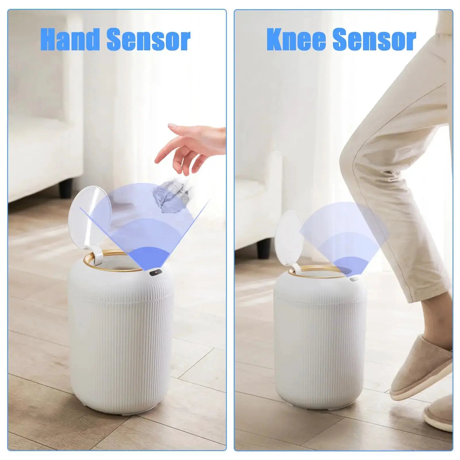 Automatic Trash Can with Lid by Simples Market; white plastic small smart trash can with motion sensor
