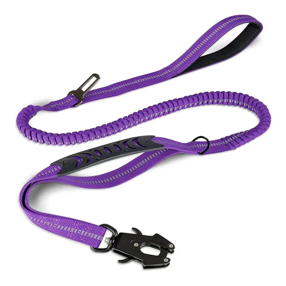 Reflective Shock Absorbing Pet Leash For Large Dogs With Car Seatbelt Heavy Duty Tactical Bungee No Pull