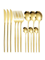 12 Piece Stainless Steel Cutlery Set With Portuguese Design Includes Steak Knives Forks Dessert Spoons Coffee Spoons