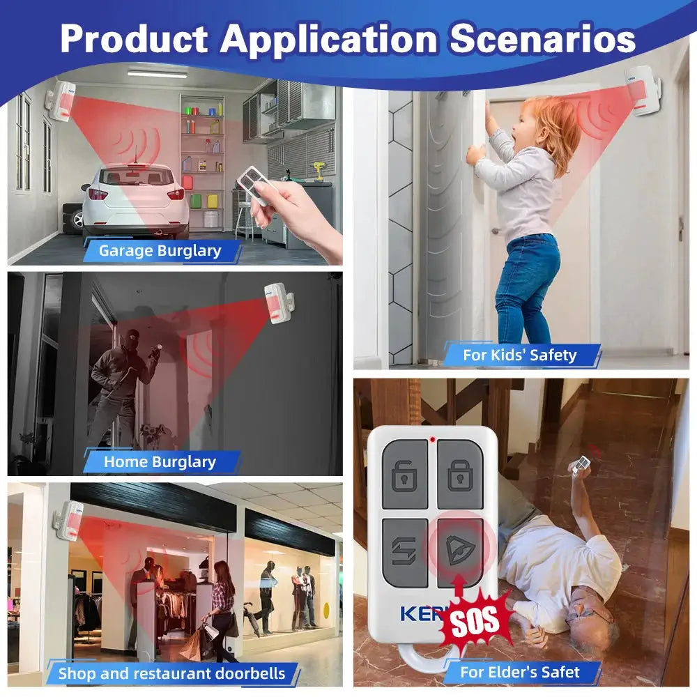 KERUI HW19 PIR Motion Sensor Alarm with Remote, white wireless sensor for doorbell and elder safety at home
