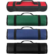Roll tool bag set of four: portable folding tool storage in red, green, blue, and black nylon by Simples Market