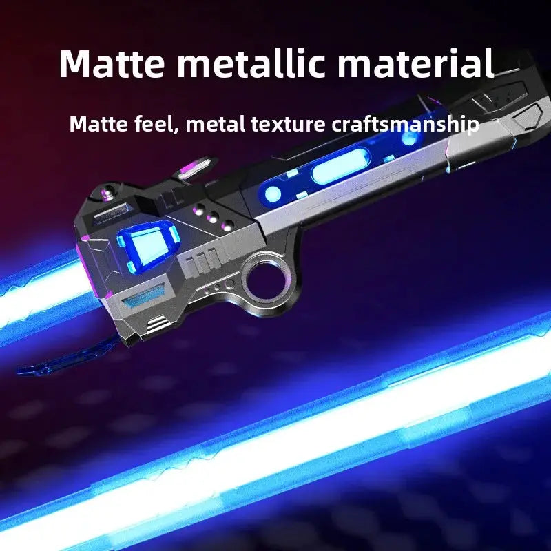 Children Colorful Glowing Telescopic Sword Toy 2 In 1 Light Up Laser Sword With Music Rotating Decompression Toy