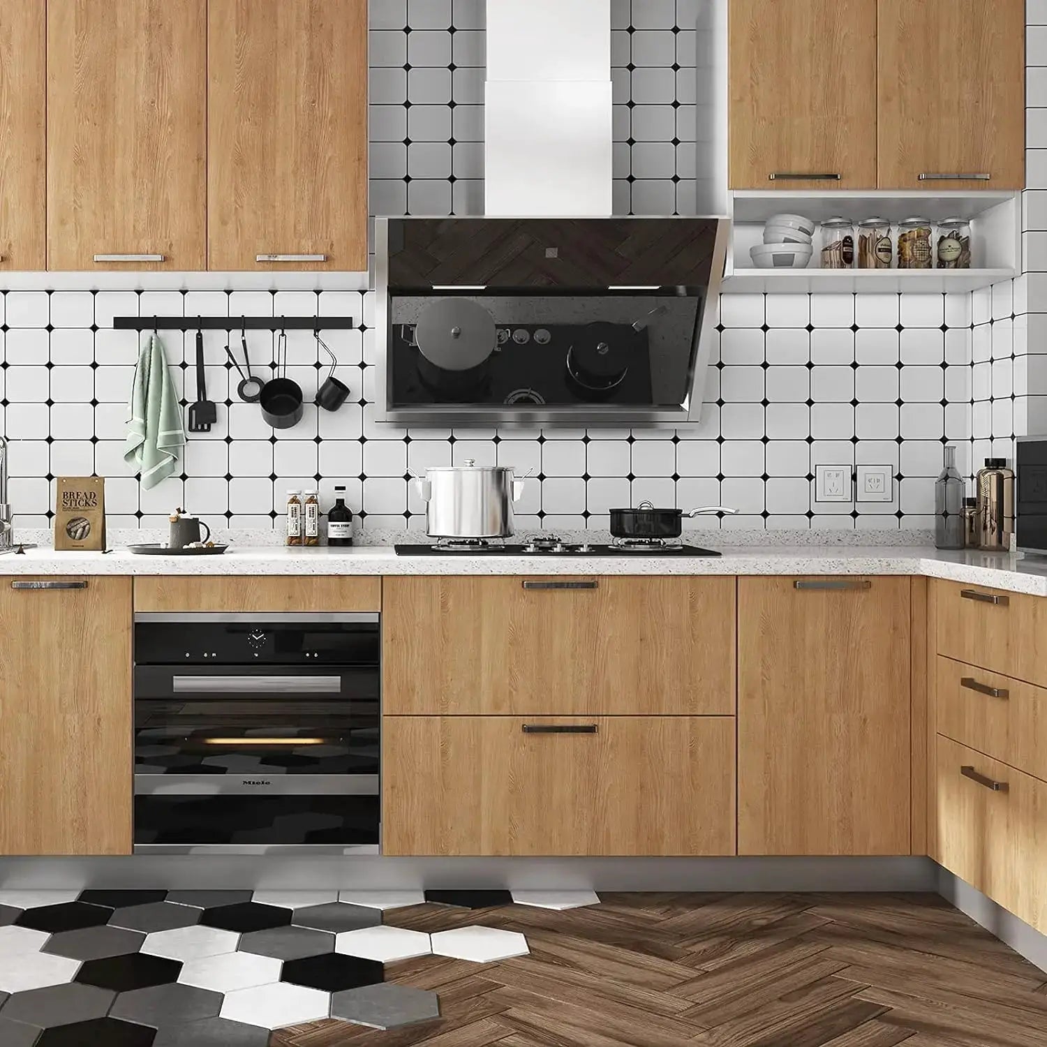 55cm wide self-adhesive wood-grain vinyl wallpaper for furniture, waterproof, Simples Market