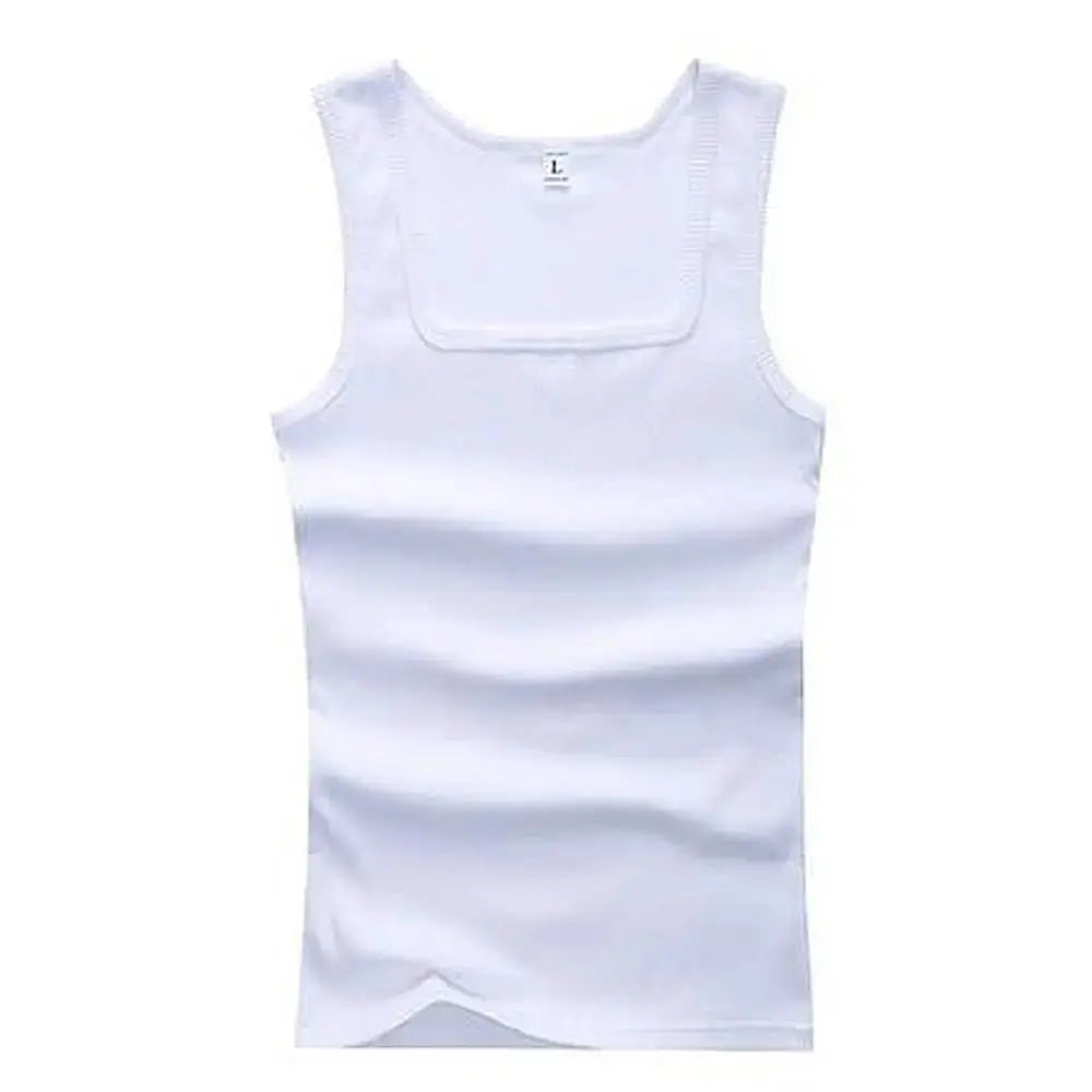 Simples Market white cotton sleeveless tank top for men, basic elastic fit