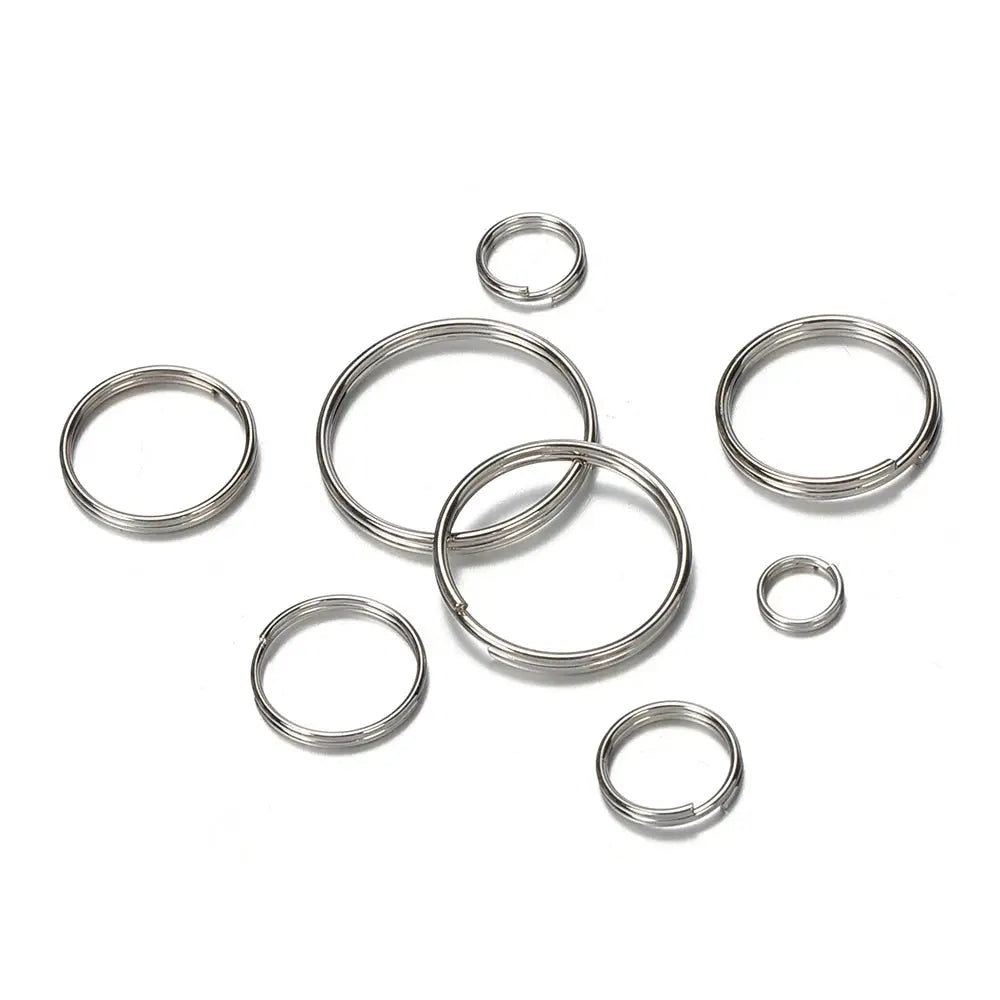 50 Pieces Key Ring Connectors For DIY Keychain Making Findings Rhodium Plated Iron Alloy Round
