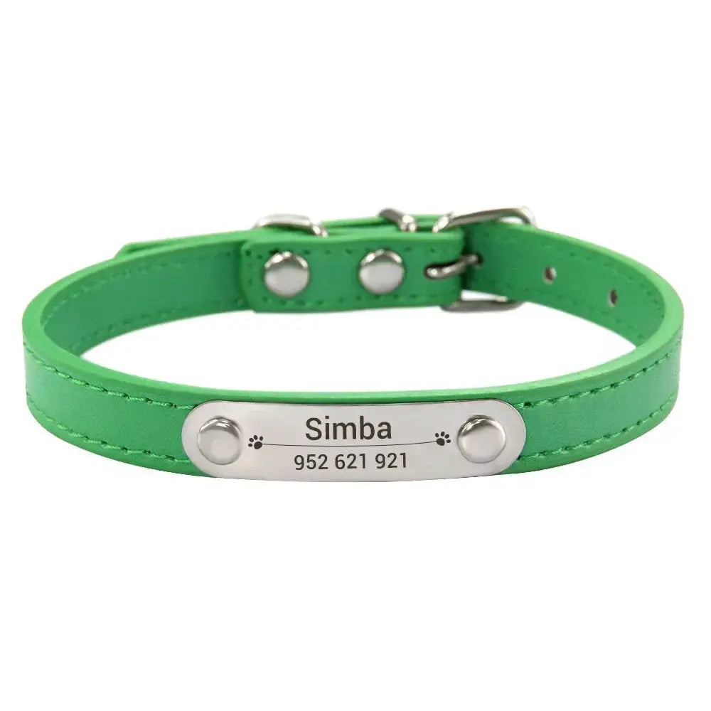Personalized Dog Collar With Engraved Name ID Anti Lost PU Leather Pink For Small Medium Large Dogs And Cats