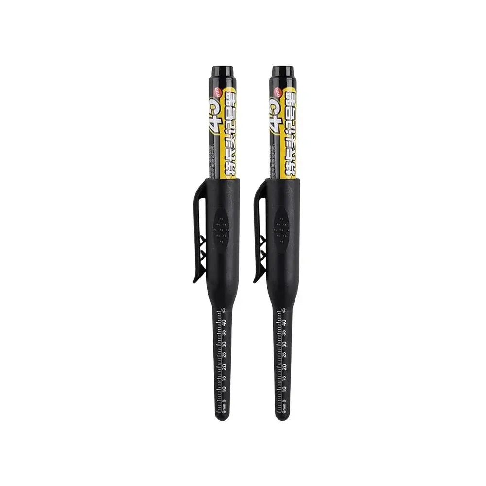 Simples Market 2-pack 45mm waterproof deep-hole marker pens with long nib, black body