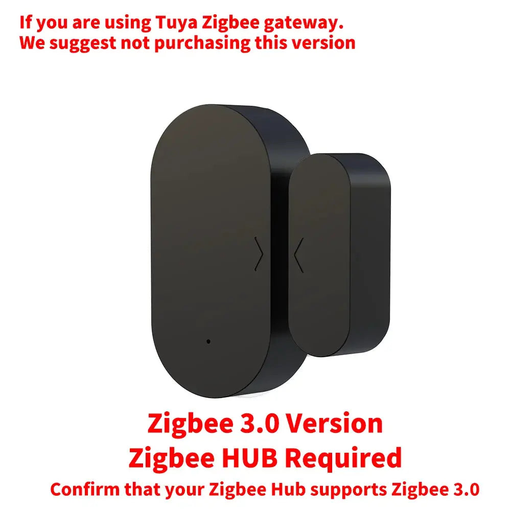 Zigbee 3.0 door/window sensor pair, black finish, requires Zigbee hub.