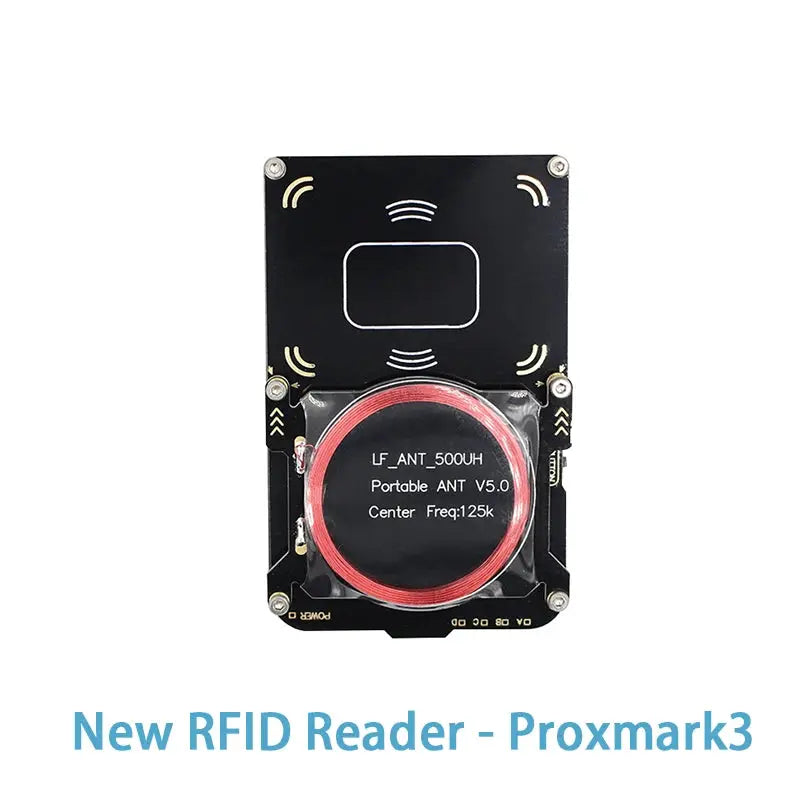 New Proxmark3 RFID reader module with red circular antenna on black PCB