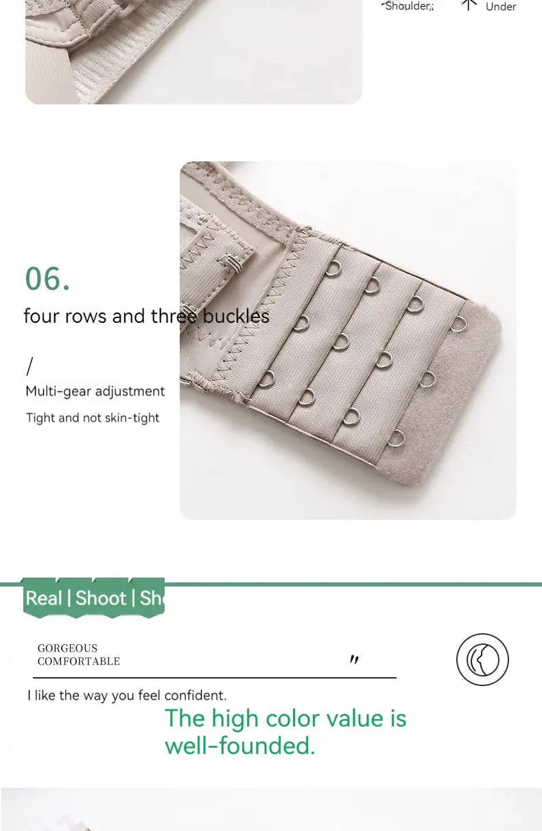 Beige bra with back hook-and-eye closure and multiple rows of hooks