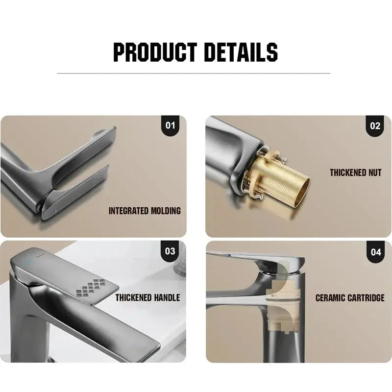 Brass core modern deck-mounted bathroom sink faucet with single lever and ceramic cartridge Simples Market