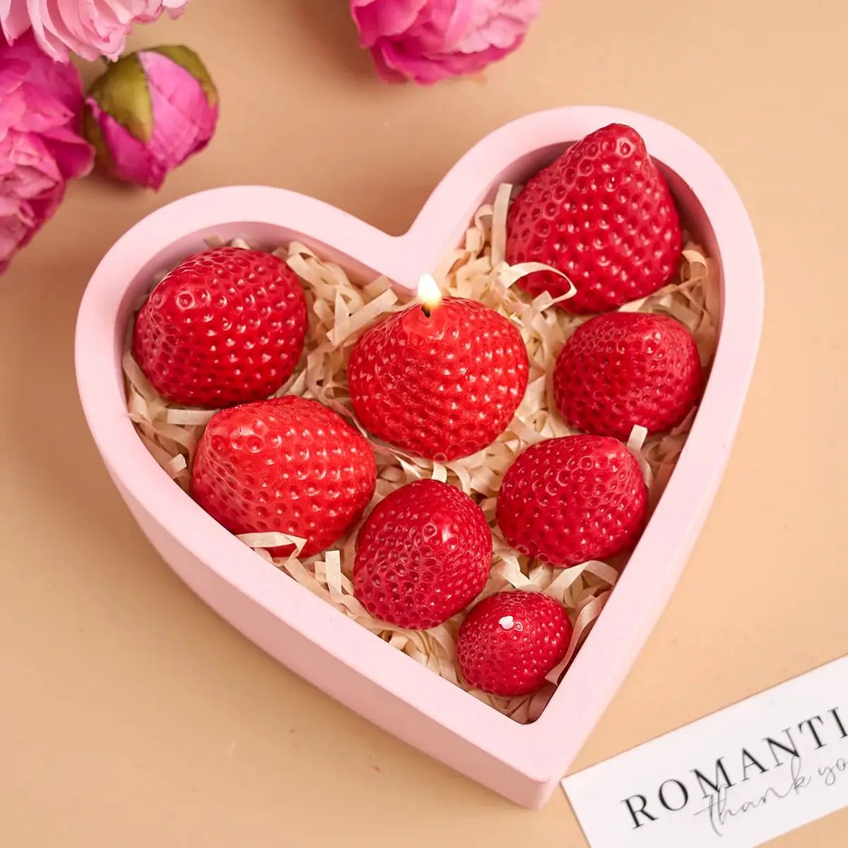 3D Strawberry Aromatherapy Candle Silicone Mold DIY Handmade Romantic Scented For Valentines Day Party Home Decor Gift - Simples Market