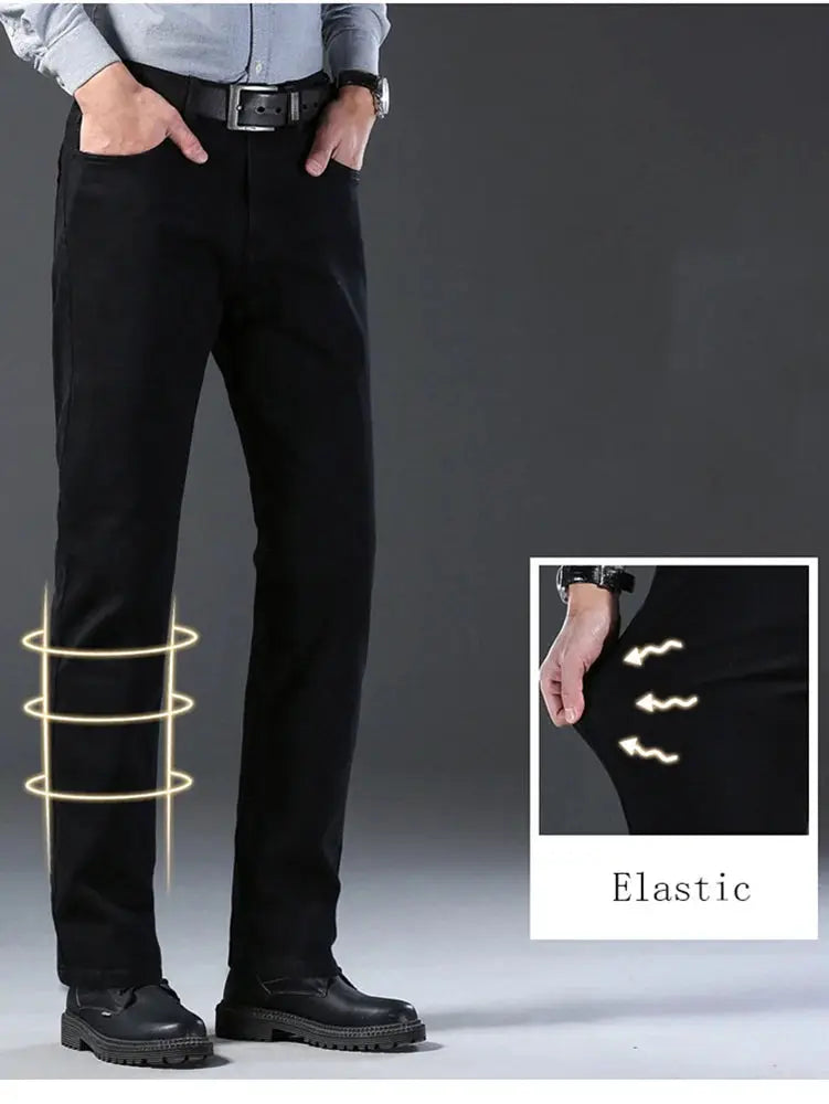 Simples Market men's black stretch denim jeans with slim straight fit and soft breathable fabric