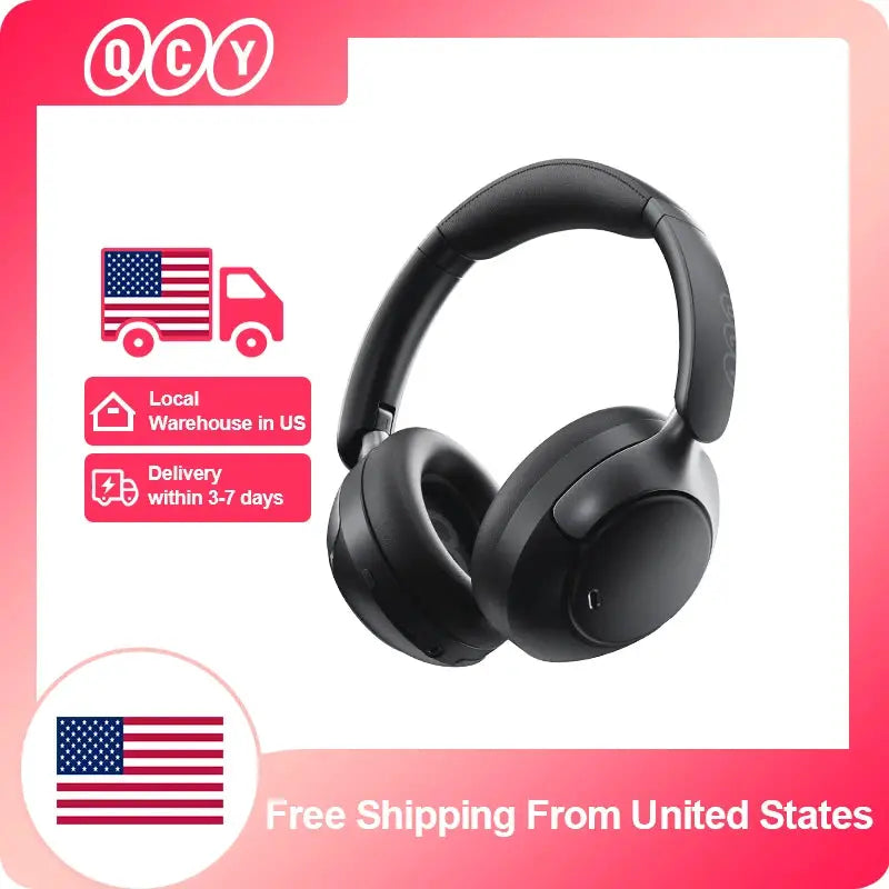 QCY H3 Pro ANC wireless over-ear headphones by Simples Market, black, LDAC BT 5.4, 50dB noise canceling