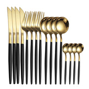 16 Piece Stainless Steel Cutlery Set With Gold Finish For Four Western Style Tableware Knife Fork Spoon Teaspoon