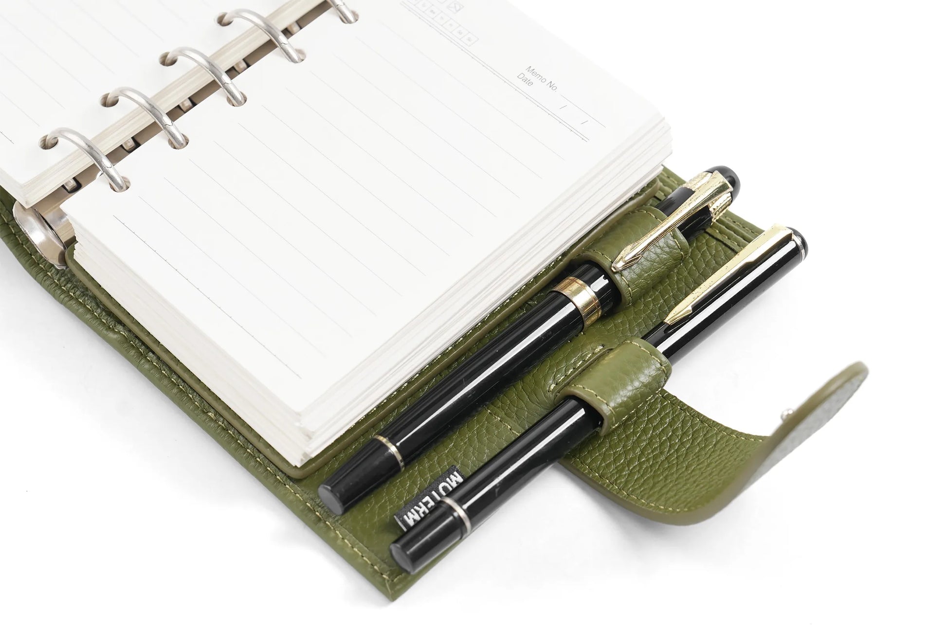 Simples Market Moterm Luxe 2.0 pocket planner in green pebble leather with 30mm rings