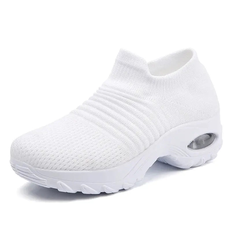 StrideEase Womens Walking Trainers Fly Weave Sock Sneakers Breathable Air Mesh Uppers Slip On Comfort