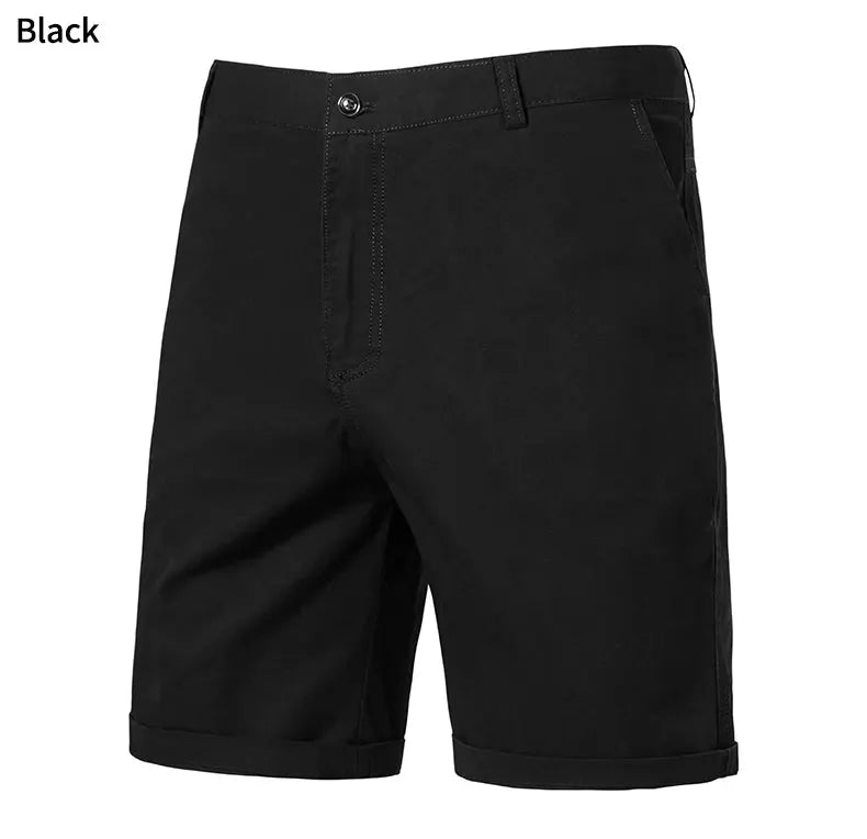 Simples Market black men's cotton casual shorts, knee-length with rolled cuffs.