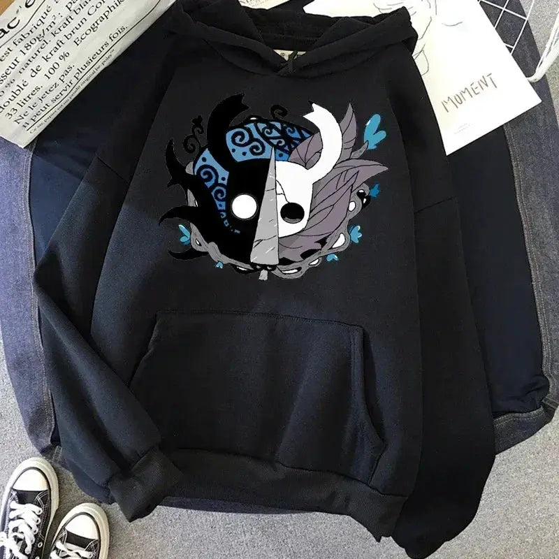 Hollow Knight Hoodie Grunge Y2K Aesthetic Cartoon Graphic Pullover For Autumn And Winter Wear