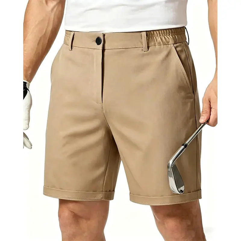 Simples Market men's tan 100% cotton shorts, casual business khaki style