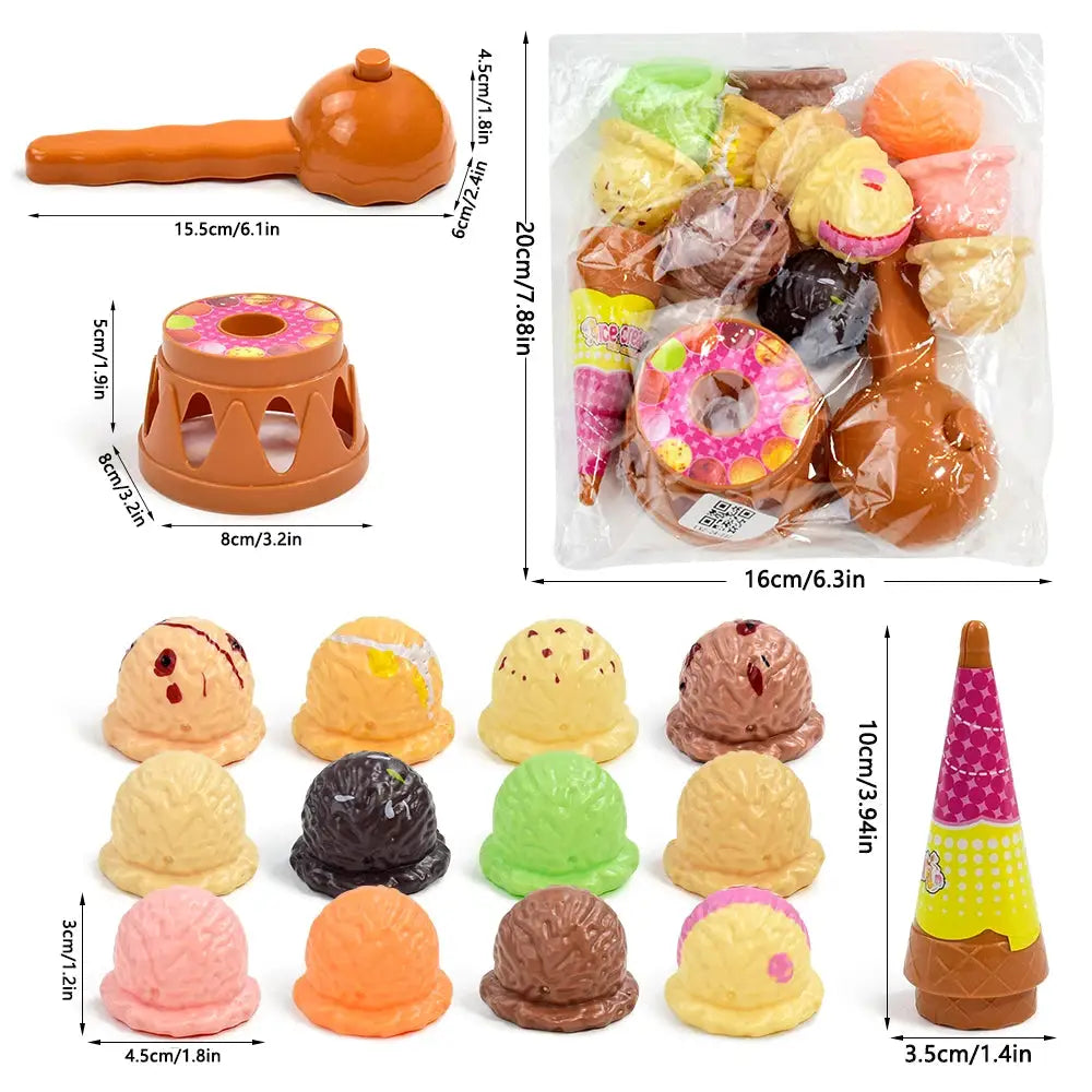 Children Simulation Food Kitchen Toy Ice Cream Stack Up Play Set For Kids Pretend Play Educational Toy Gift