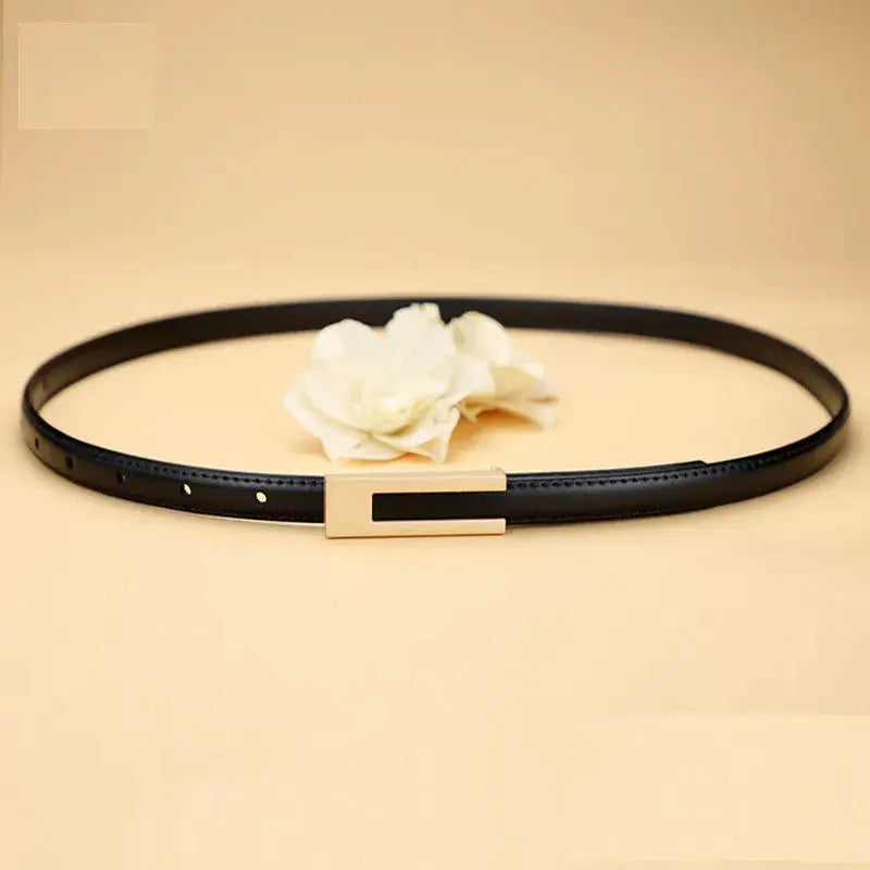 NovaStyle Women PU Leather Thin Waist Belt Adjustable With Metal Accent Korean Fashion Belt