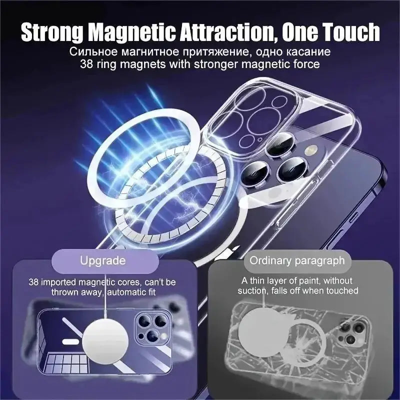 Simples Market clear PC iPhone 11–16 Pro Max case with strong magnetic attraction, anti-slip, ultrathin protection
