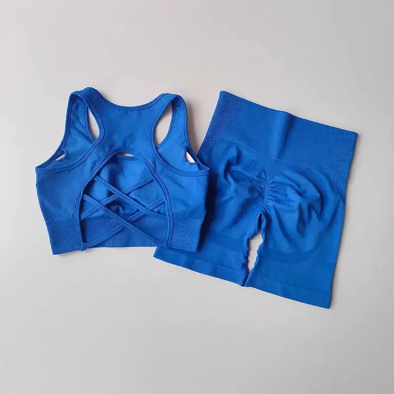 ZenFlex Seamless Yoga Set for Women Breathable Quick Dry Two Piece High Waist Bra and Shorts