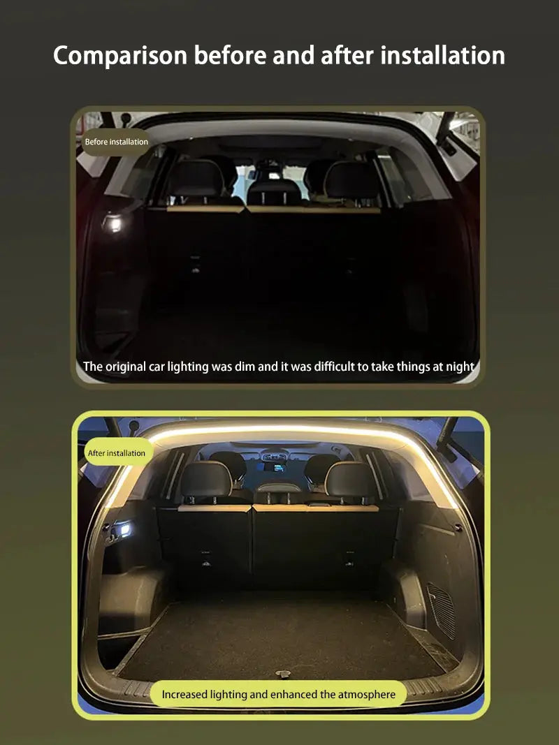 Simples Market car trunk ambient LED light strip, warm white, wireless automatic sensing for tailgate illumination