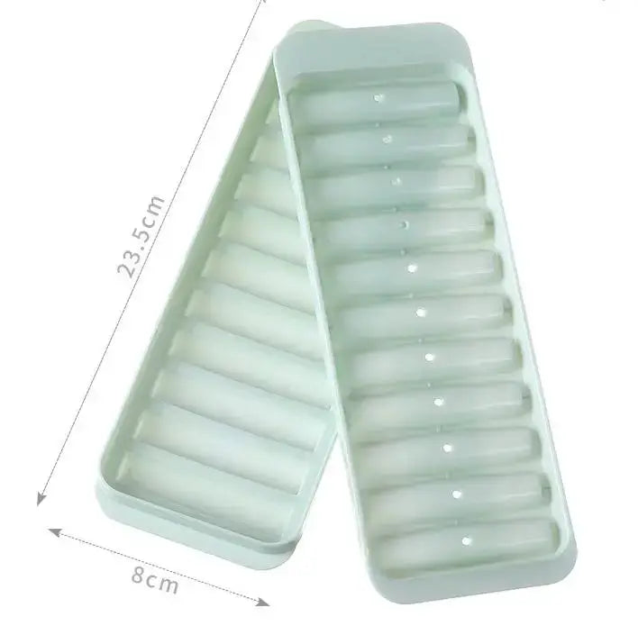 Long bar cylindrical ice cube mold set of two by Simples Market; pale white trays for drinks.
