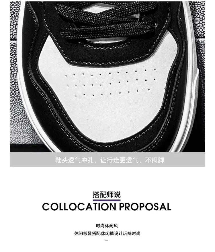 Men's casual sneakers by Simples Market, black and white toe-cap with perforations, breathable trainer
