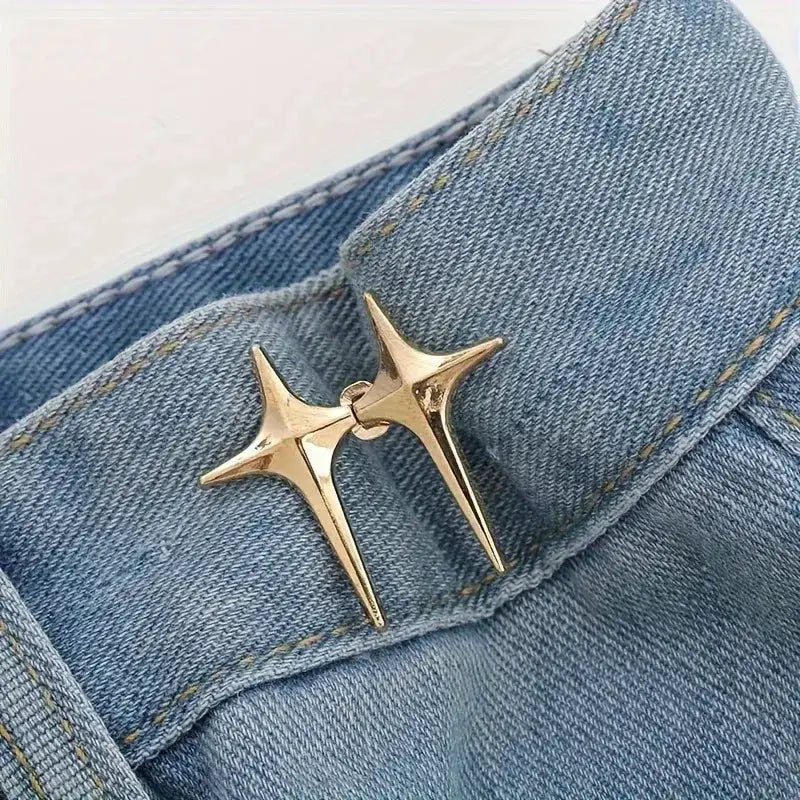 StarWear Star Shaped Waist Buckle Decorative Detachable Buttons No Sew Waist Adjustment Quick Easy Fit Zinc Alloy
