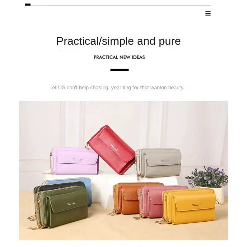 Simples Market 2024 women's crossbody bag set in assorted colors; large-capacity, double-zip phone bags, 9 pieces displayed.