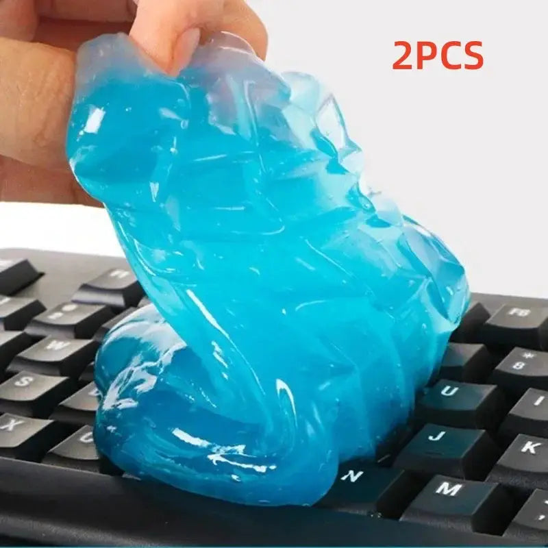 Two blue gel cleaning pads for keyboard and car cleaning