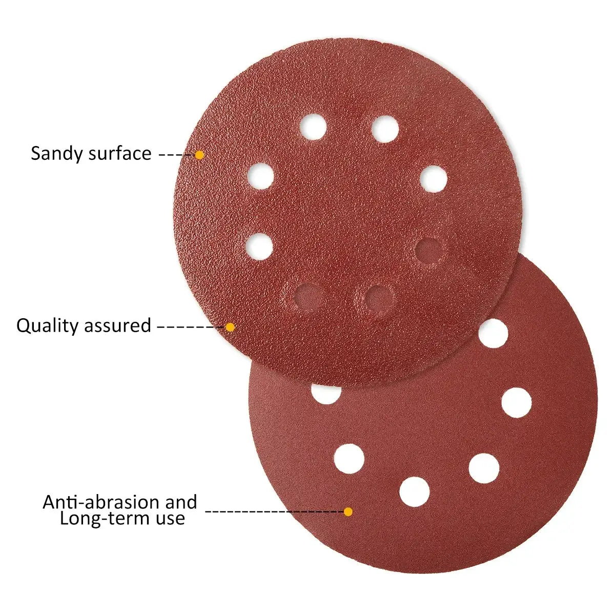 100 Pieces 5 Inch 8 Hole Alumina Sanding Discs For Metal Wood Glass Car Polishing Abrasive Tool